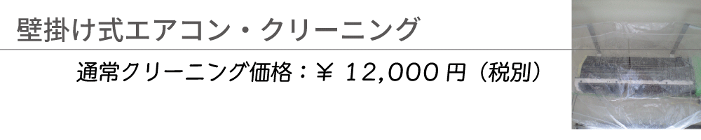 壁掛け式エアコン洗浄 通常価格\12,000(税別)